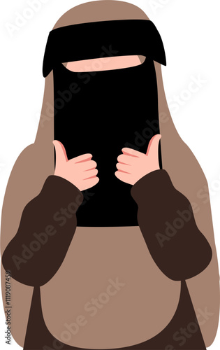 Muslim woman wearing niqabis or veil illustration