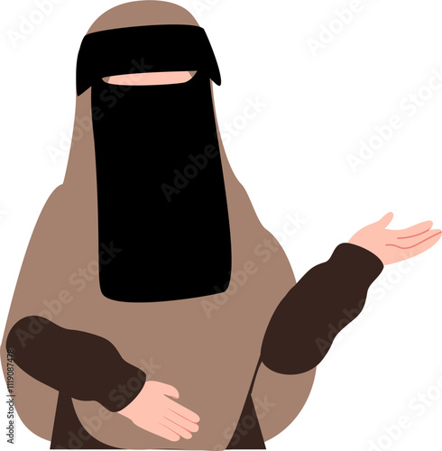 Muslim woman wearing niqabis or veil illustration