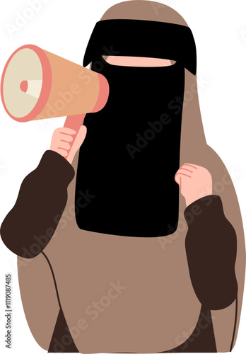 Muslim woman wearing niqabis or veil illustration