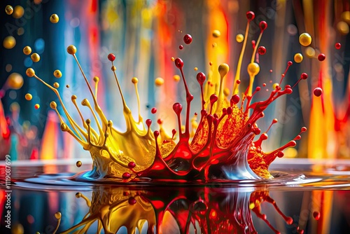 Vibrant Silhouette of Splashes of Red and Yellow Paint on Transparent Background for Holiday Templates and Banners