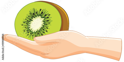 Hand Holding a Fresh Kiwi Slice