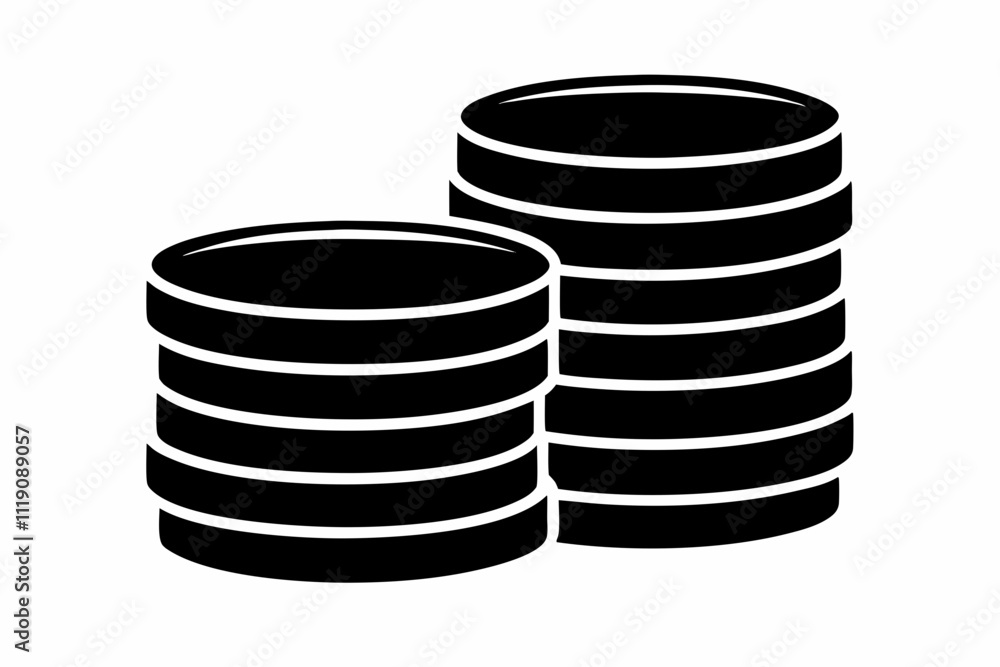 Black Silhouette Coins Stack Vector Icon Design Black Silhouette Coins Stack Vector Icon Design