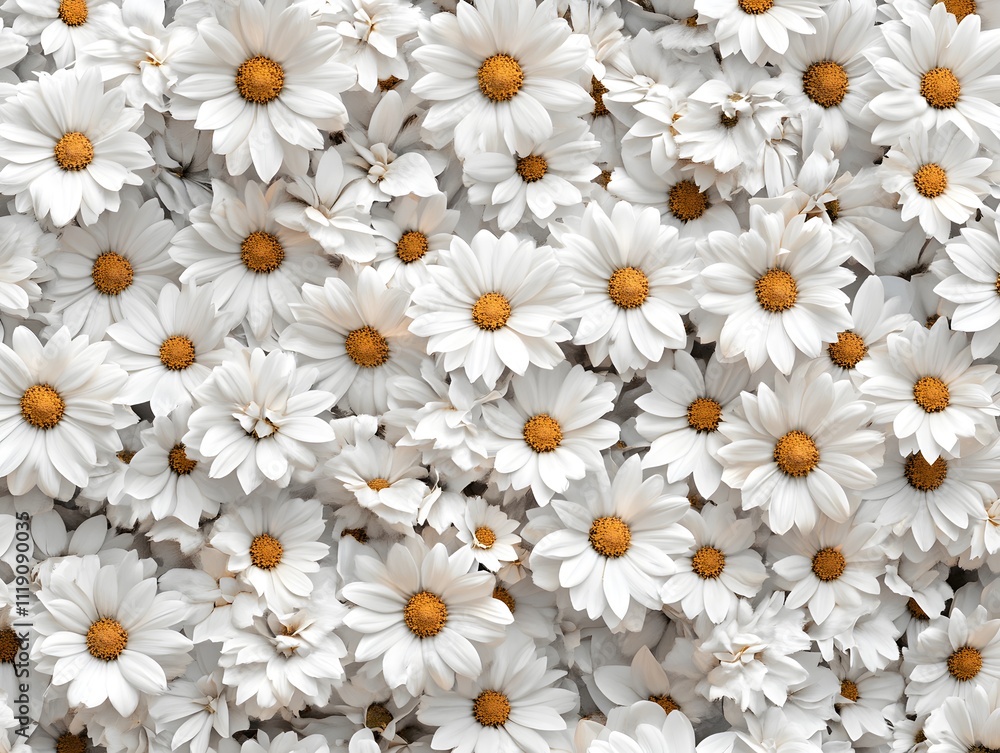 A vibrant arrangement of white daisies with yellow centers, creating a cheerful floral display. A vibrant arrangement of white daisies with yellow centers, creating a cheerful floral display.