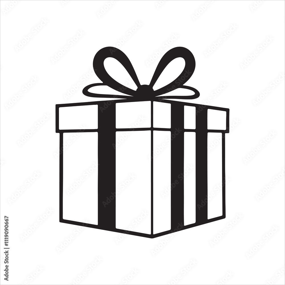 Gift box silhouette vector icon design whit a white background. Gift box silhouette vector icon design whit a white background.