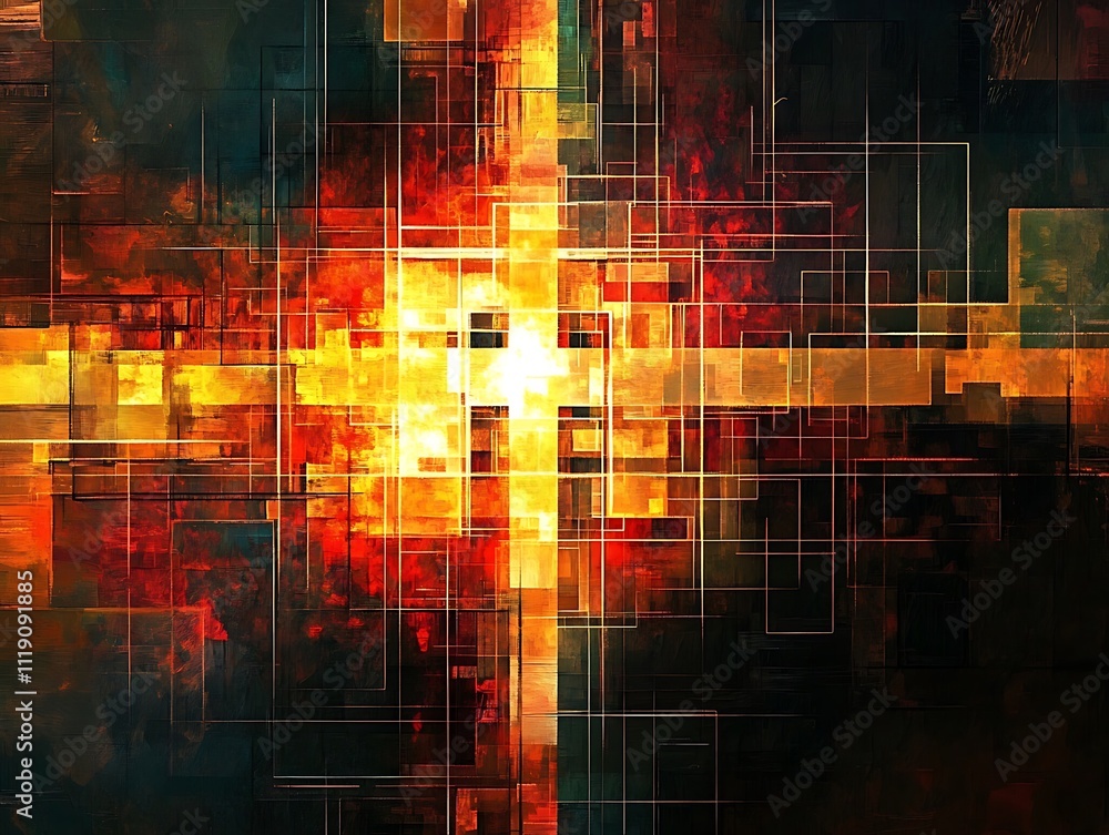 Fototapeta premium Convergence of Light: Abstract Geometric Symphony