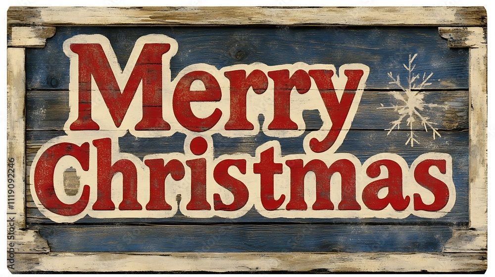 Obraz premium Rustic Wooden Christmas Sign Merry Christmas Greetings