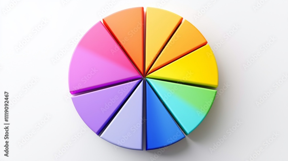 Obraz premium Colorful Pie Chart Segments Displaying Vibrant and Vivid Shades