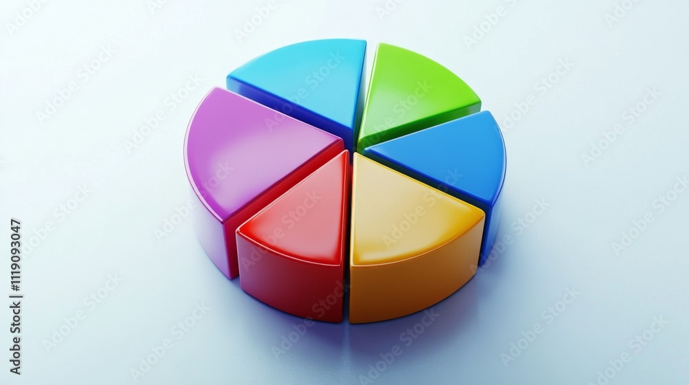 Fototapeta premium Colorful Pie Chart Segments on a Smooth Surface Background