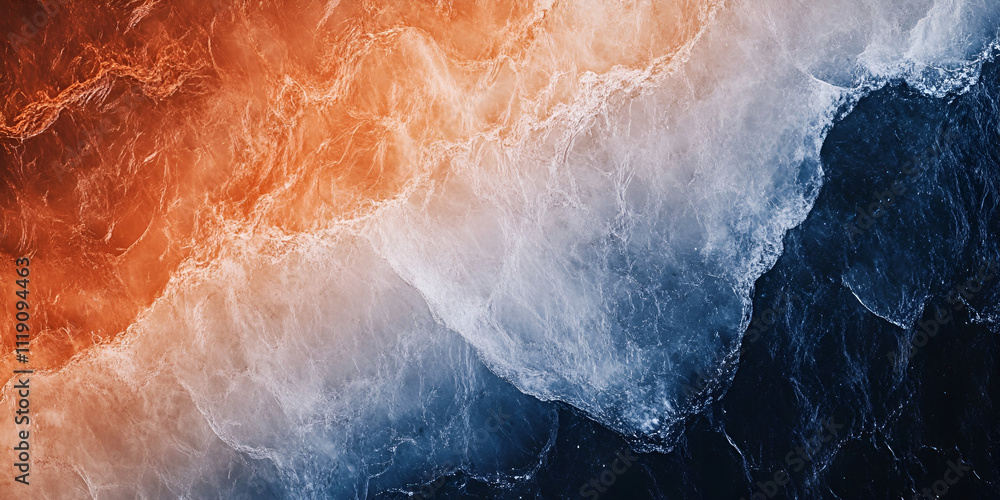 Obraz premium Ocean's Embrace: Warm and Cool Hues of Coastal Waves 