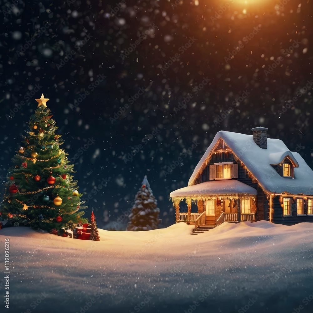 Fototapeta premium Christmas house in the mountains