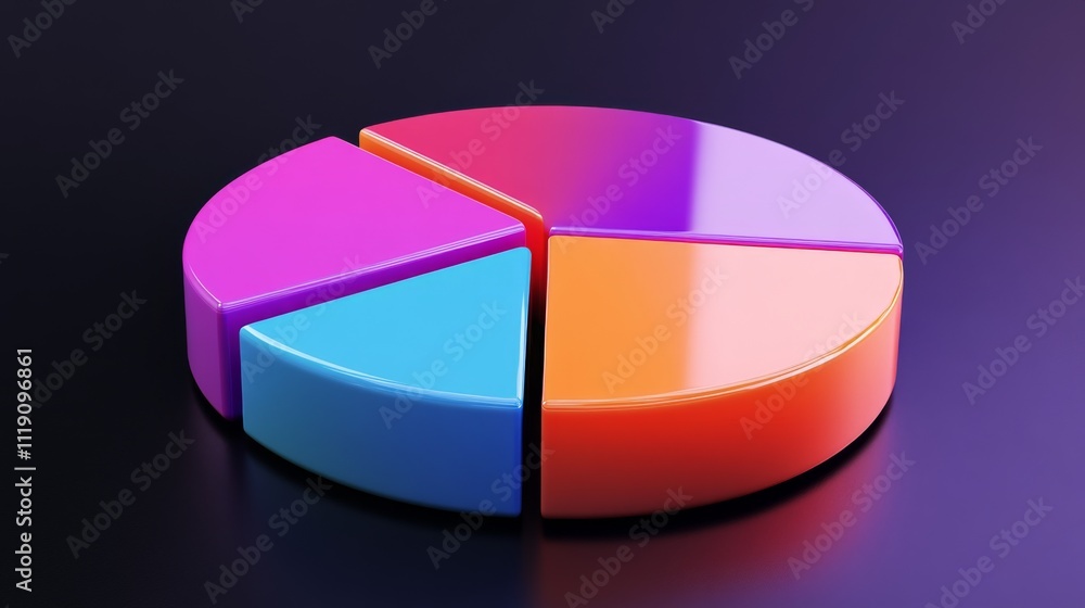 Obraz premium Colorful Pie Chart on Dark Background for Data Visualization