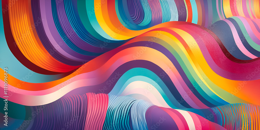 Abstract Waves of Color: A mesmerizing abstract composition with vibrant, swirling stripes of color. This dynamic artwork evokes a sense of motion, energy, and positivity. Abstract Waves of Color: A mesmerizing abstract composition with vibrant, swirling stripes of color. This dynamic artwork evokes a sense of motion, energy, and positivity.