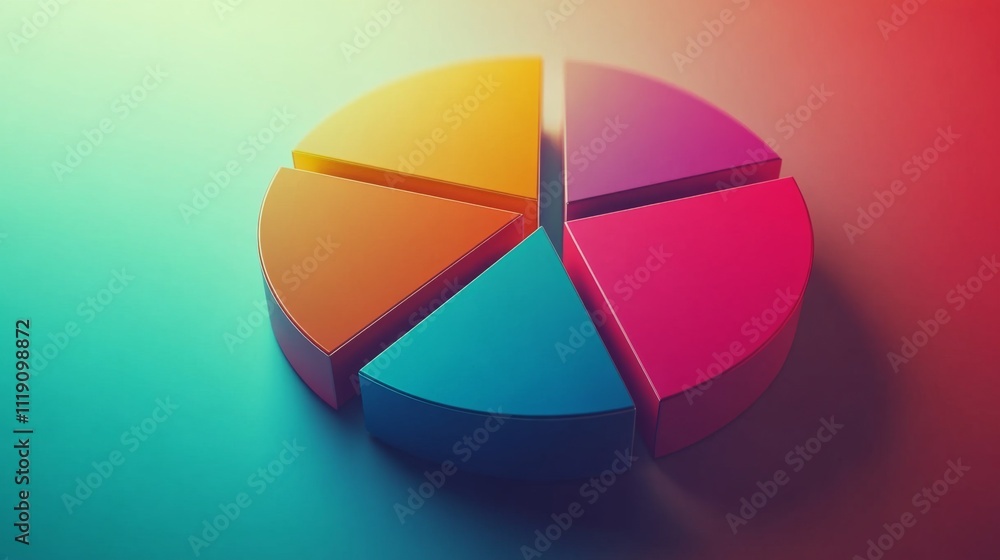 Obraz premium Vibrant Abstract Pie Chart Segmenting Data into Colorful Sections