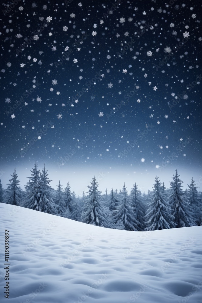 snowy night with snow falling from the sky and trees snowy night with snow falling from the sky and trees