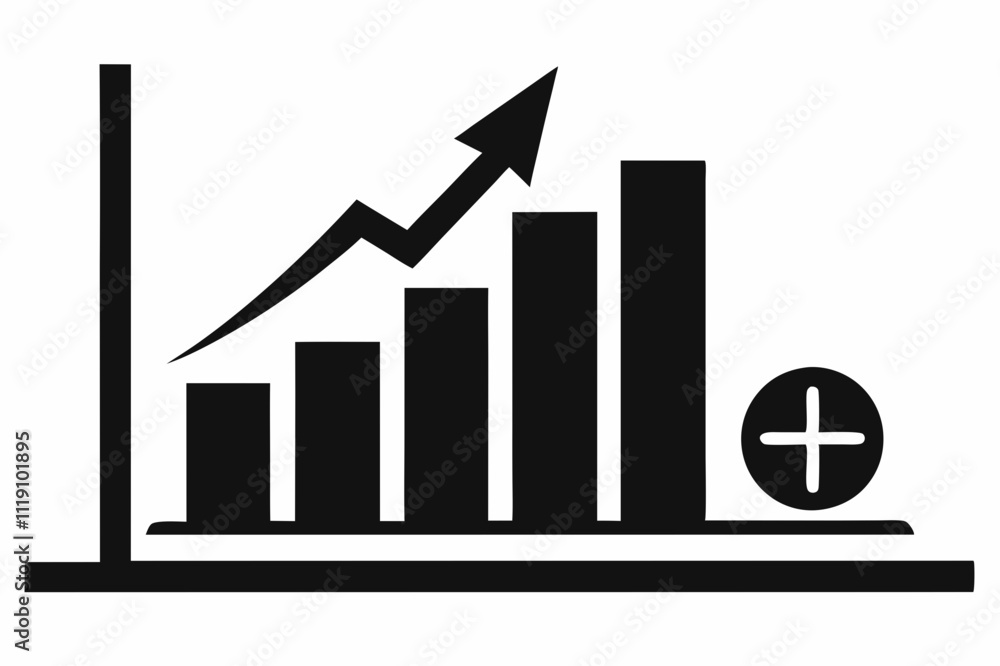 Black Silhouette Cost Reduction Chart Icon Vector Black Silhouette Cost Reduction Chart Icon Vector