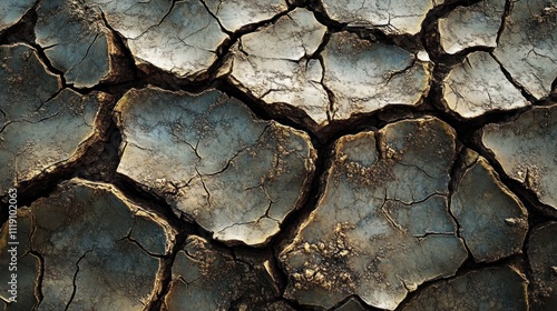 Hyper-realistic cracked earth texture showcasing dry parched soil natural patterns background for environmental projects photo