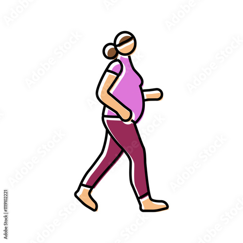 walking pregnant fitness color icon vector. walking pregnant fitness sign. isolated symbol illustration