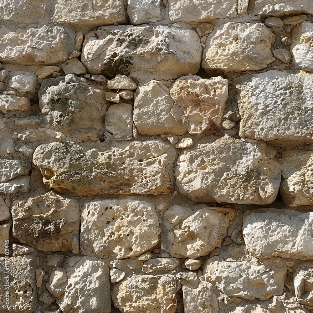 Rough, textured stone wall, beige and light brown tones, irregular shapes. Rough, textured stone wall, beige and light brown tones, irregular shapes.