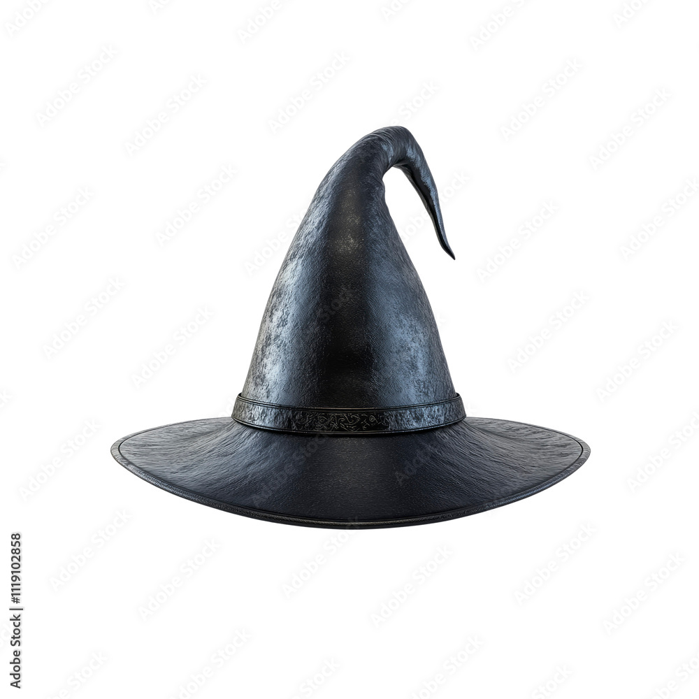 3D Render of a Worn Black Witch's Hat Isolated on White Background 3D Render of a Worn Black Witch's Hat Isolated on White Background