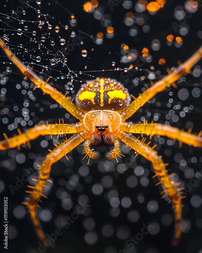 Orbweaver spider in web nature macro close-up web design photo