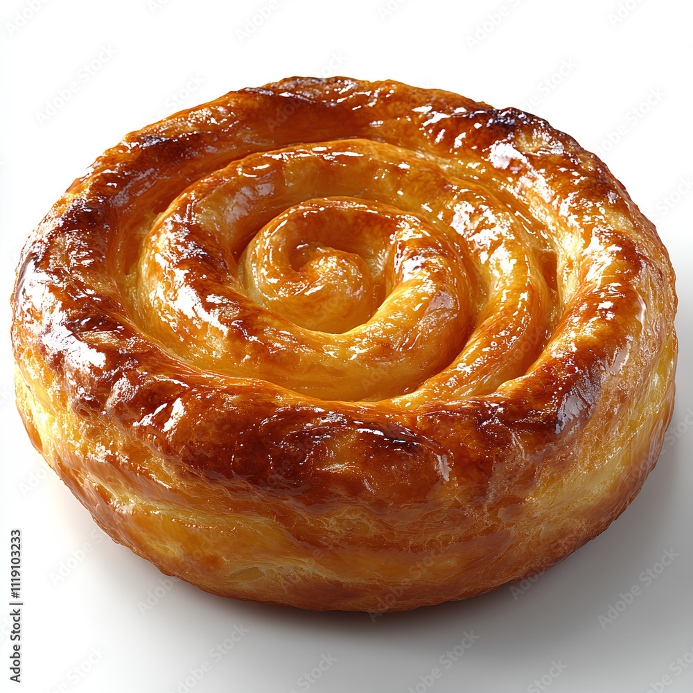 Fototapeta premium A 3D Kouign-amann, The background is plain white