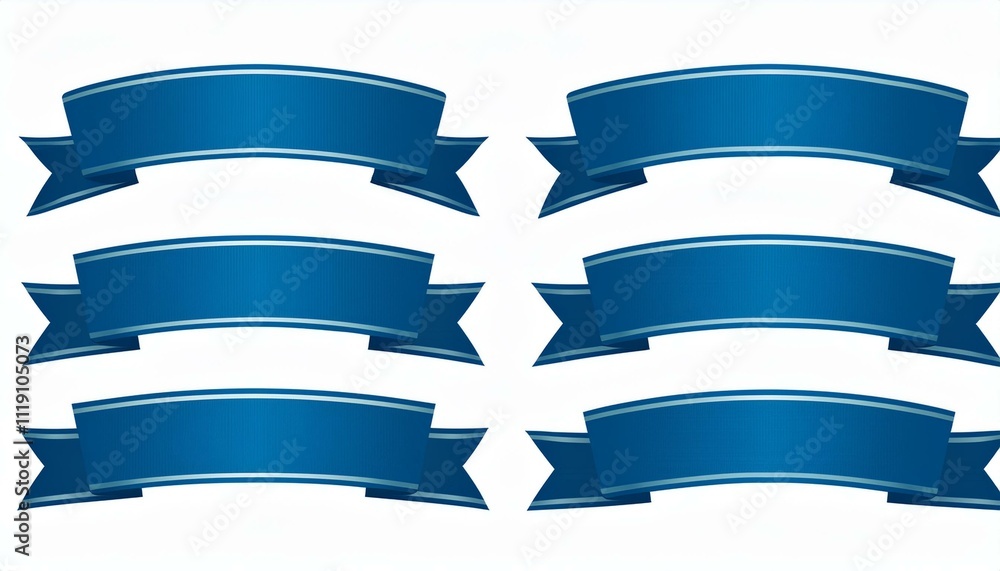 Fototapeta premium set blue Ribbon Banner on isolated white background. 