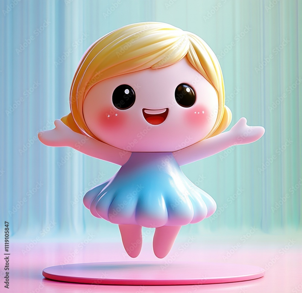 Ballet Dancer Character in Pastel Colors Dancing Gracefully Ballet Dancer Character in Pastel Colors Dancing Gracefully