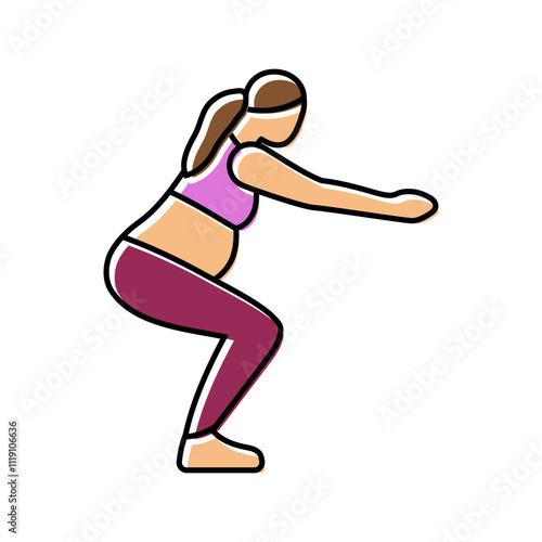 squats pregnant fitness color icon vector. squats pregnant fitness sign. isolated symbol illustration