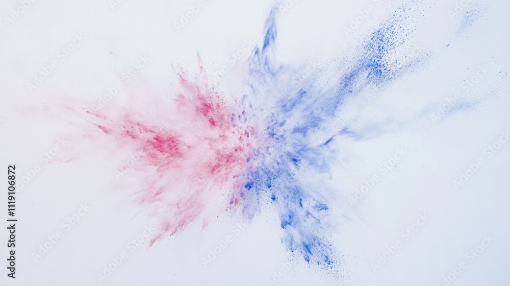 Obraz premium Abstract Color Explosion in Red and Blue Against White Background