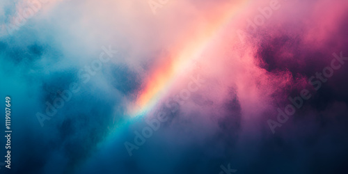 Rainbow through the Clouds: A vibrant rainbow pierces through a dramatic sky, a symbol of hope and resilience amidst a stormy backdrop.