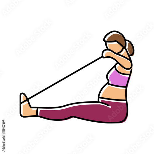 seated row resistance band pregnant fitness color icon vector. seated row resistance band pregnant fitness sign. isolated symbol illustration