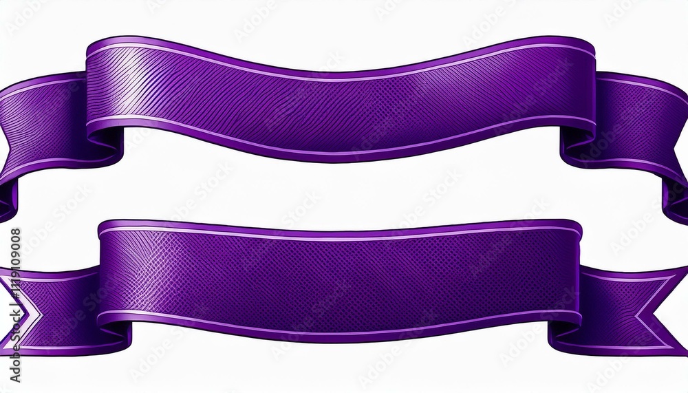 Obraz premium set purple Ribbon Banner on isolated white background.