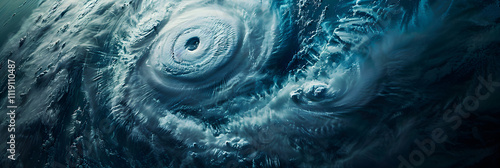 Aerial View of a Formidable Waterbound Hurricane Approaching Land photo