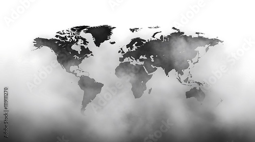 Wallpaper Mural World map silhouette in smoky clouds. Torontodigital.ca