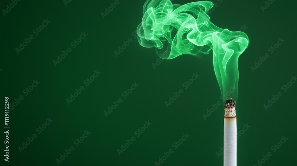 Abstract Green Cigarette Smoke Health Danger Environmental Pollution Design Abstract Green Cigarette Smoke Health Danger Environmental Pollution Design