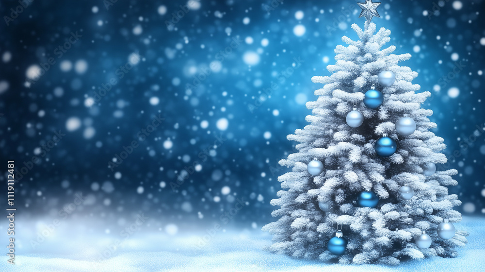 A single metallic blue jingle bell and ornaments, glowing faintly against a dark blue background, Generative AI A single metallic blue jingle bell and ornaments, glowing faintly against a dark blue background, Generative AI