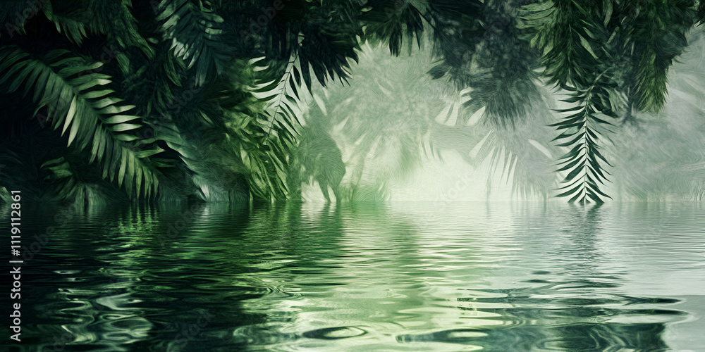 Into the Emerald Depths: A mystical jungle scene unfolds, sunlight filtering through lush foliage and reflecting off a tranquil lagoon, creating an ethereal and inviting atmosphere. Into the Emerald Depths: A mystical jungle scene unfolds, sunlight filtering through lush foliage and reflecting off a tranquil lagoon, creating an ethereal and inviting atmosphere.