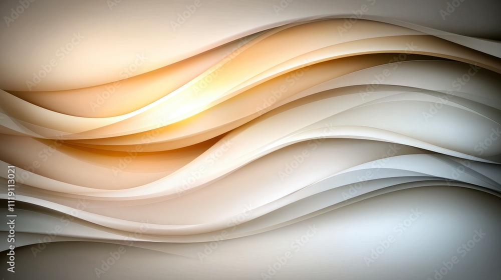Obraz premium Abstract Beige Gray Waves Flowing Fabric Design Soft Curves Background Texture