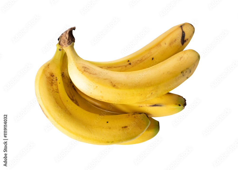 Bunch of fresh yellow bananas on a transparent background for food and nutrition themes. Bunch of fresh yellow bananas on a transparent background for food and nutrition themes.