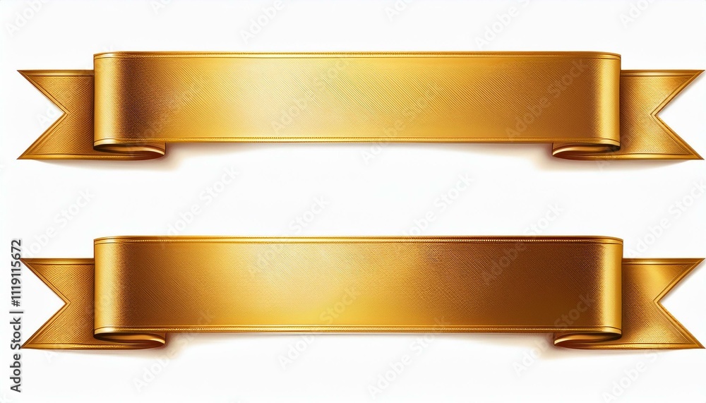 set gold Ribbon Banner on isolated white background. set gold Ribbon Banner on isolated white background.