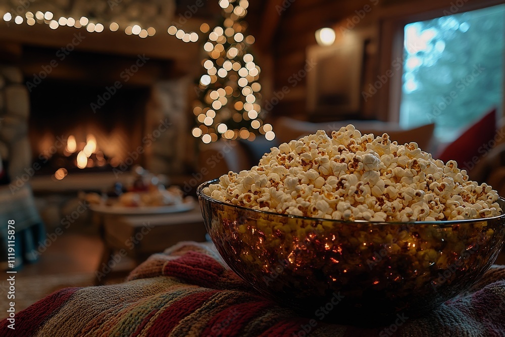 Cozy Night In: Popcorn by the Fireplace on Christmas Eve Cozy Night In: Popcorn by the Fireplace on Christmas Eve