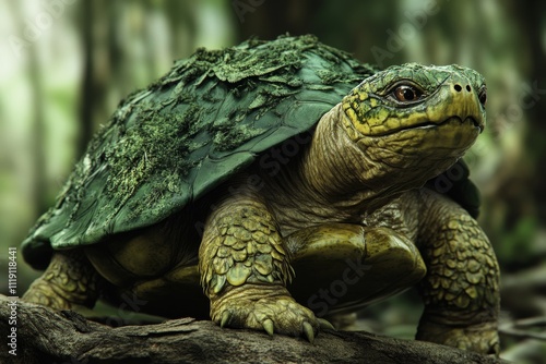 Ancient Mossy Turtle in the Emerald Forest photo