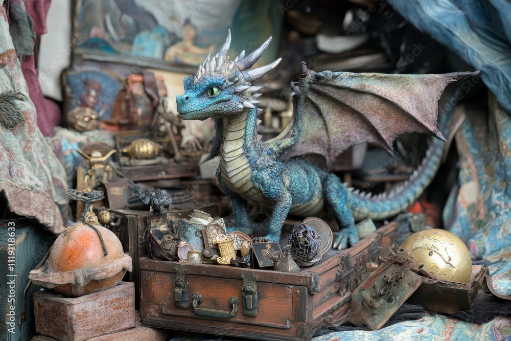 A Juvenile Dragon Amidst a Collection of Antiques A Juvenile Dragon Amidst a Collection of Antiques