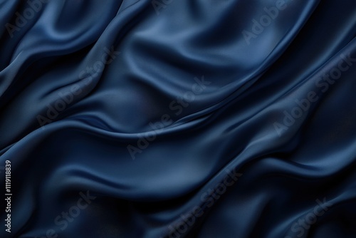 Dark blue silk fabric with soft folds. Ideal for luxury, elegance, and fashion designs.