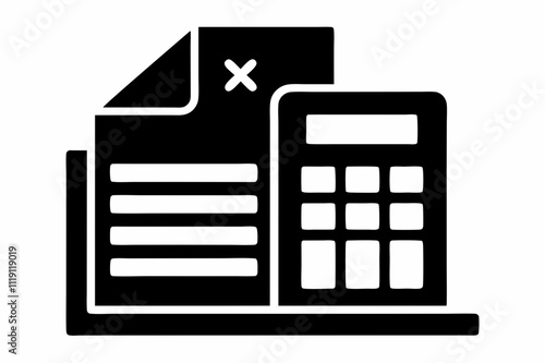 Black Silhouette Tax Form Chart Icon Vector Design