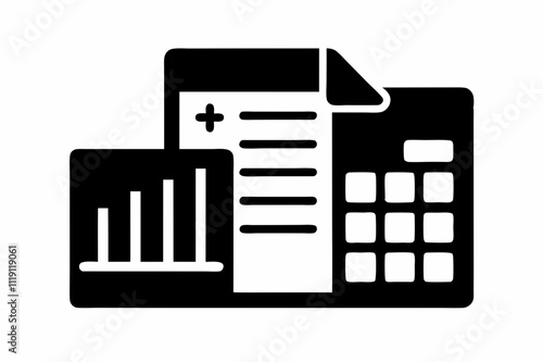 Black Silhouette Tax Form Chart Icon Vector Design