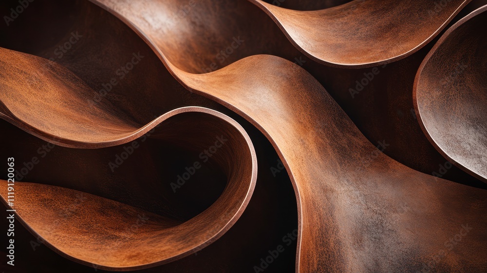 Abstract Curves of Brown Textured Wood Abstract Curves of Brown Textured Wood