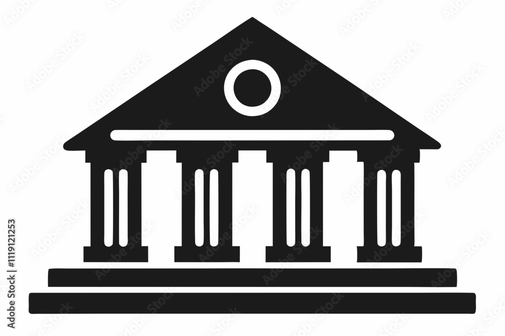 Black Silhouette Vector Icon of Financial Institution Black Silhouette Vector Icon of Financial Institution