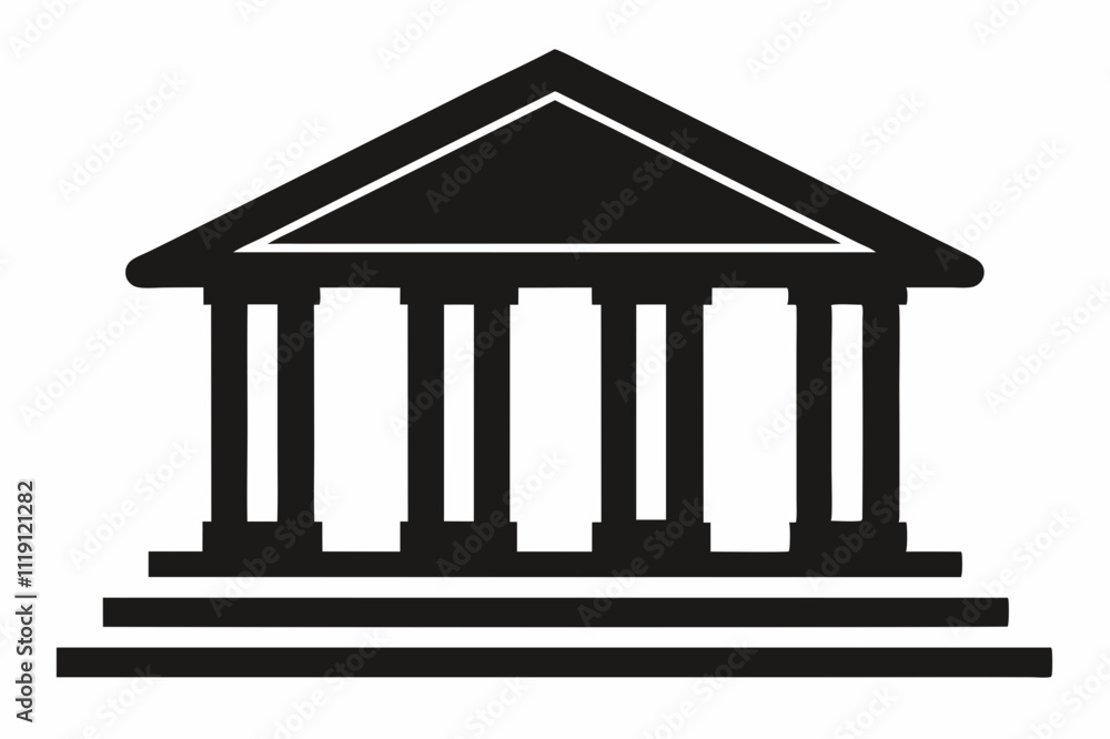 Black Silhouette Vector Icon of Financial Institution Black Silhouette Vector Icon of Financial Institution