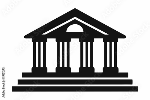 Black Silhouette Vector Icon of Financial Institution